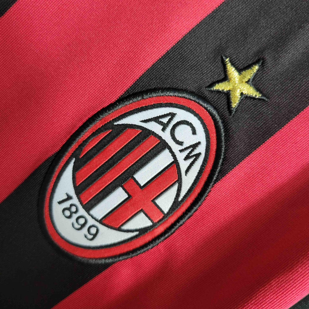 Camisa Pronta Entrega AC Milan Home 2009/10 - Adidas Retrô Masculina - Vermelha/Preta