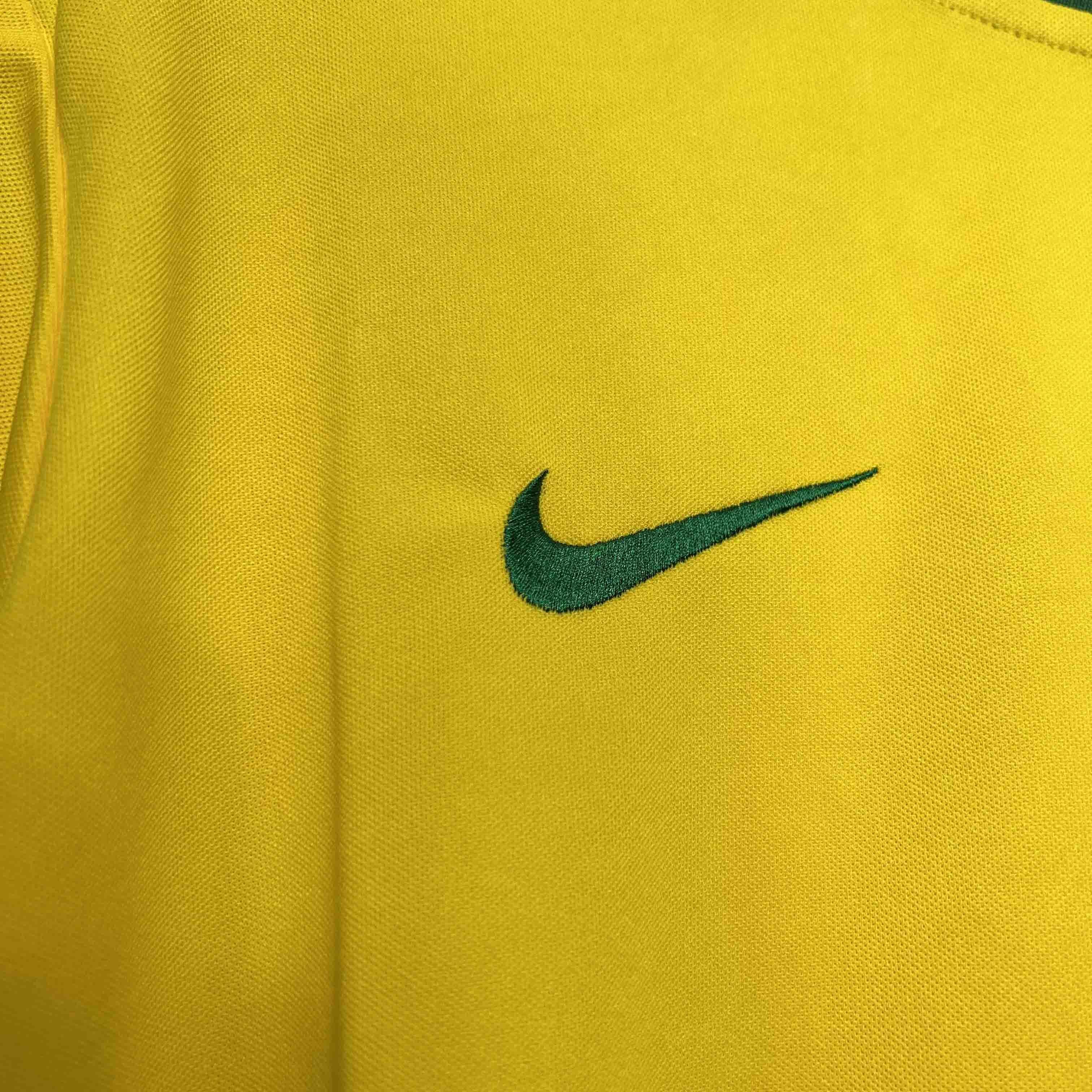 Camisa Pronta Entrega Seleção Brasil Home 1998/99 - Nike Retrô Masculina - Amarela/Verde