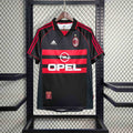 Camisa Pronta Entrega Milan Away 1998/99 - Adidas Retrô Masculina - Preta/Vermelha