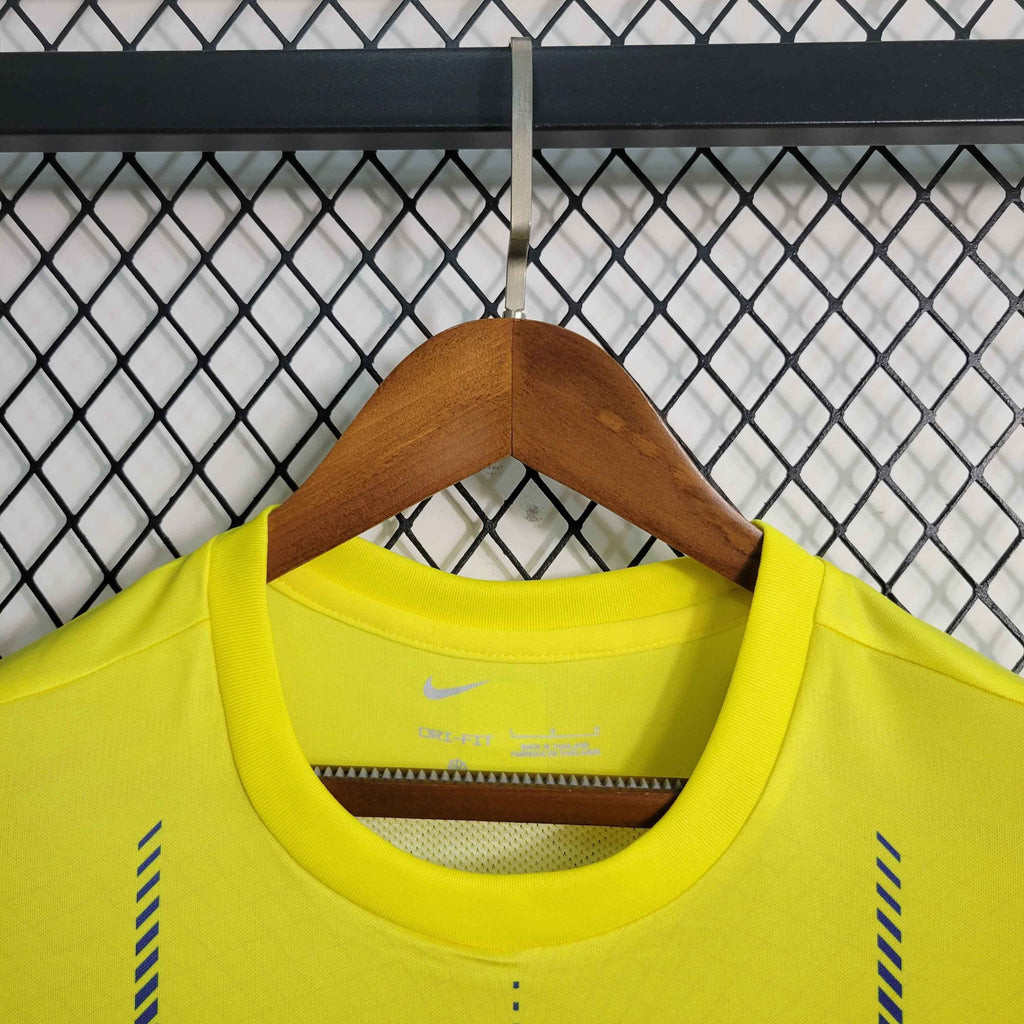 Camisa Pronta Entrega Al-Nassr Home 2023/24 - Nike Torcedor Masculina - Amarela/Azul