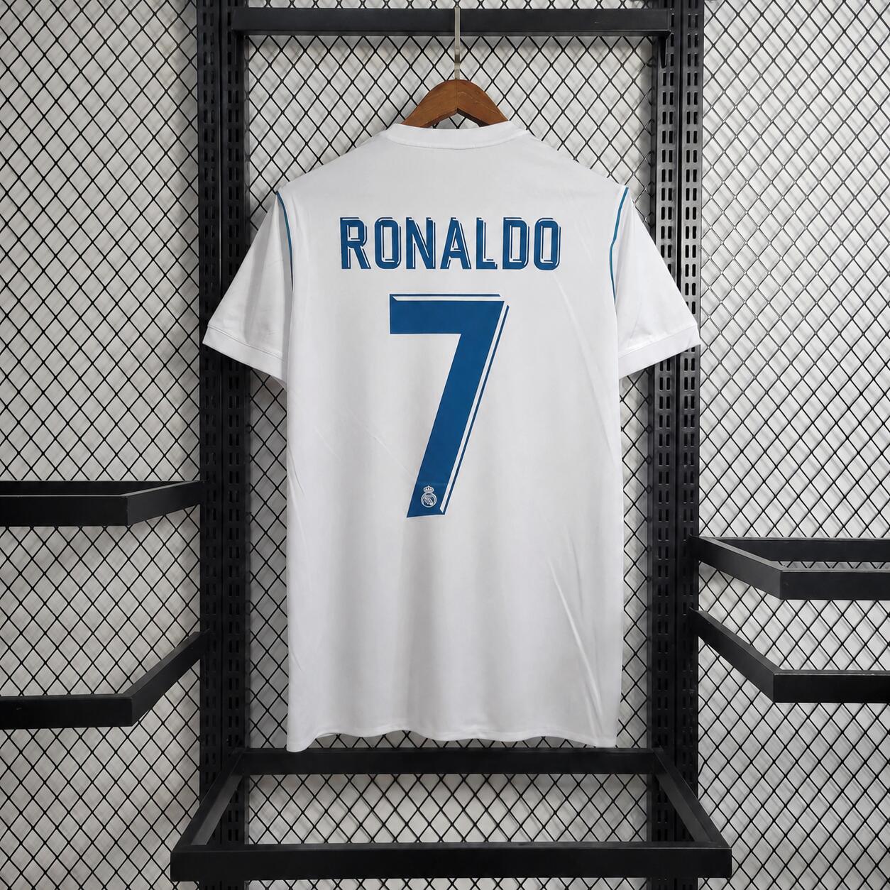 Camisa Pronta Entrega Real Madrid Home 2017/18 - Adidas Retrô Masculina - Branca/Azul