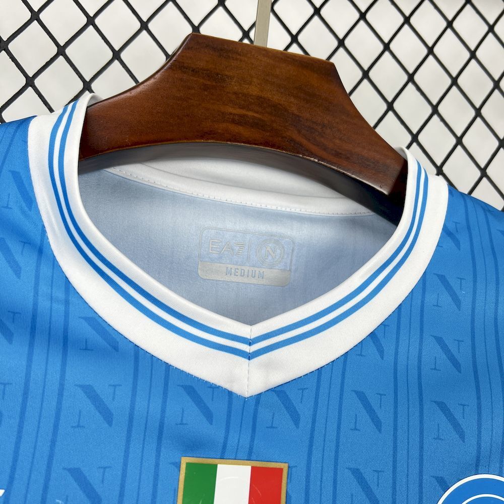 Camisa Pronta Entrega Napoli Home 2025/26 - EA7 Torcedor Masculina - Azul/Branca