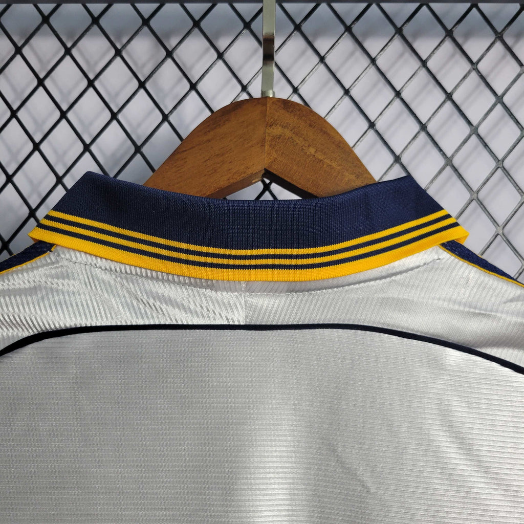 Camisa Pronta Entrega Real Madrid Home 1998/00 - Adidas Retrô Masculina - Branca/Azul