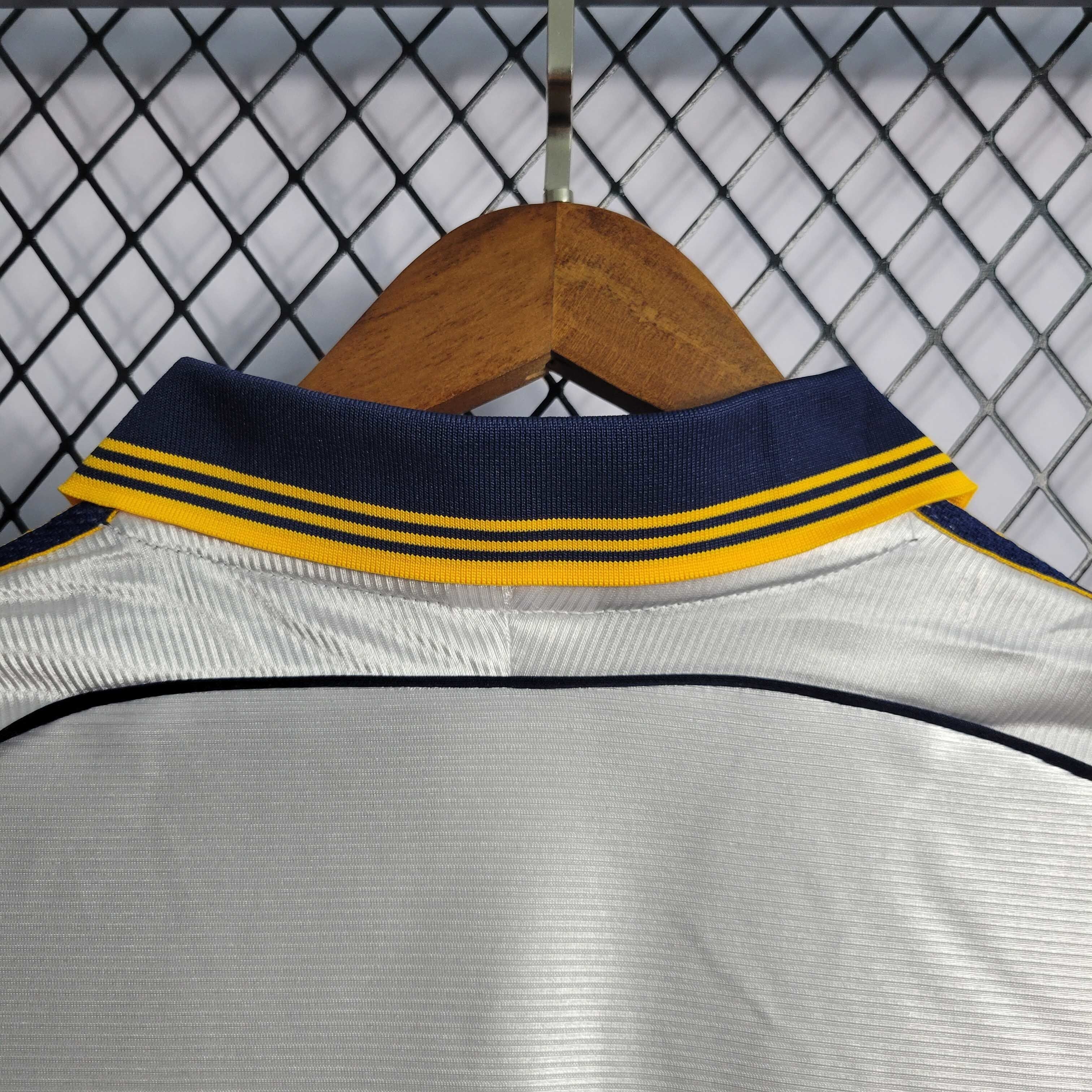 Camisa Pronta Entrega Real Madrid Home 1998/00 - Adidas Retrô Masculina - Branca/Azul