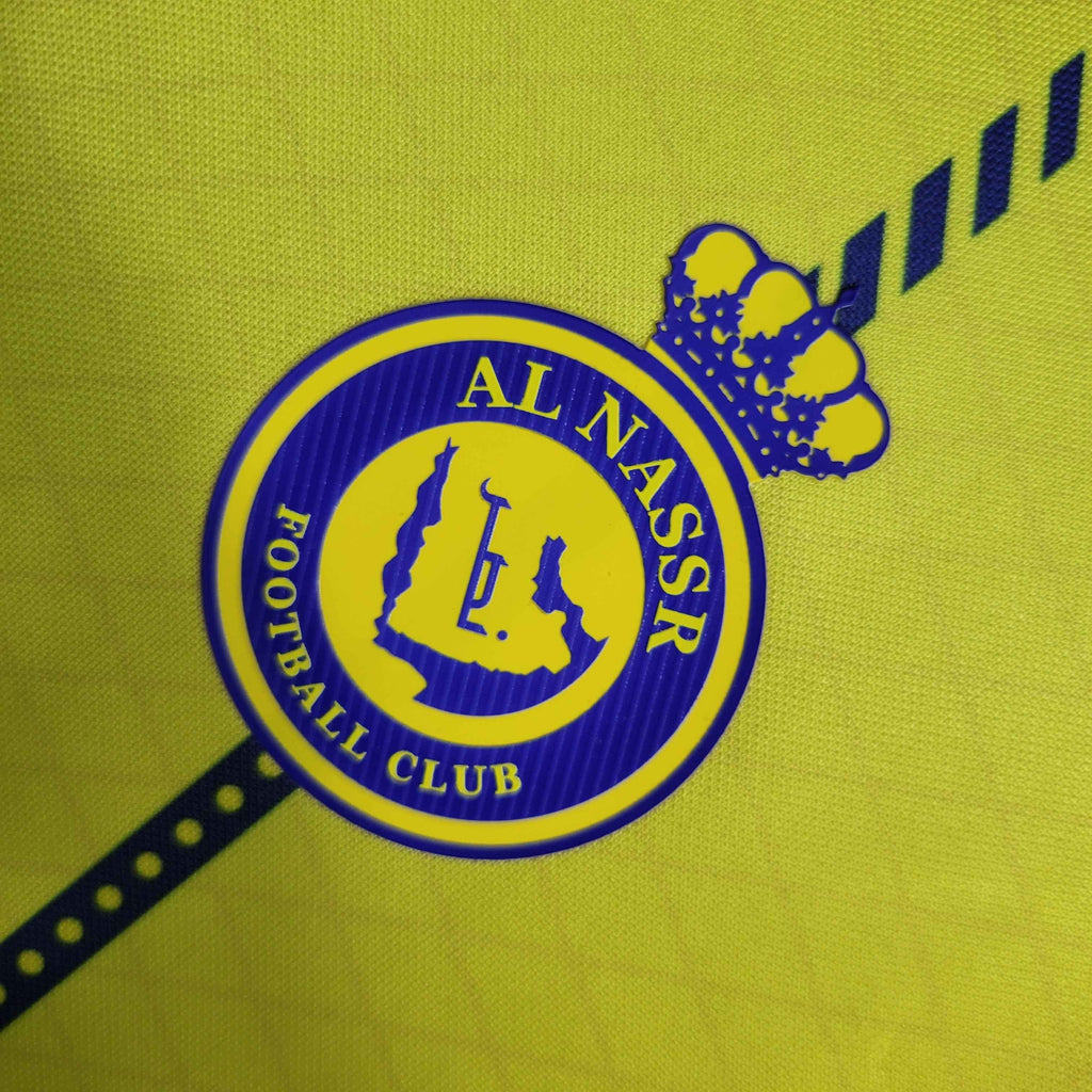 Camisa Pronta Entrega Al-Nassr Home 2023/24 - Nike Torcedor Masculina - Amarela/Azul