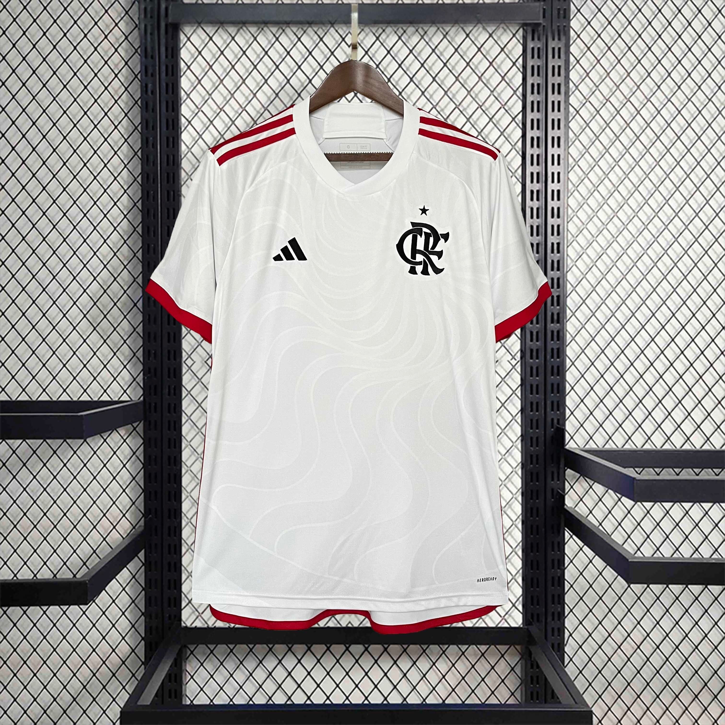 Camisa Pronta Entrega Flamengo Away 2024/25 - Adidas Torcedor Masculina - Branca/Vermelha