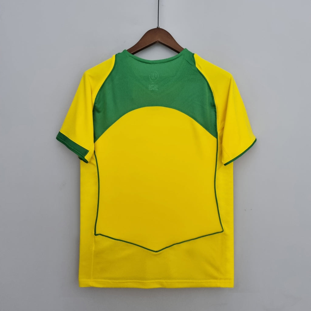 Camisa Pronta Entrega Seleção Brasil Home 2004/06 - Nike Retrô Masculina - Amarela/Verde