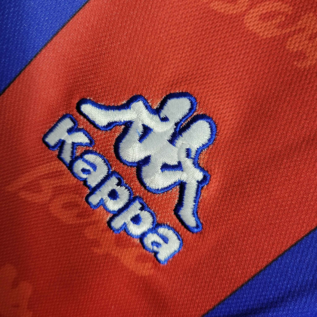 Camisa Pronta Entrega Barcelona Home 1996/97 - Kappa Retrô Masculina - Vermelha/Azul