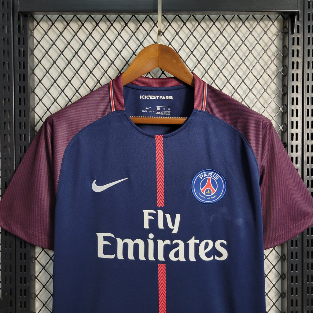 Camisa Pronta Entrega PSG Home 2017/18 - Nike Retrô Masculina - Azul/Bordo
