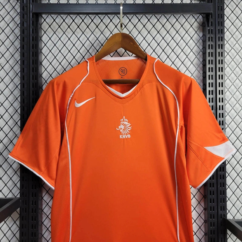 Camisa Pronta Entrega Seleção Holanda Home 2004/05 - Nike Retrô Masculina - Laranja/Branca