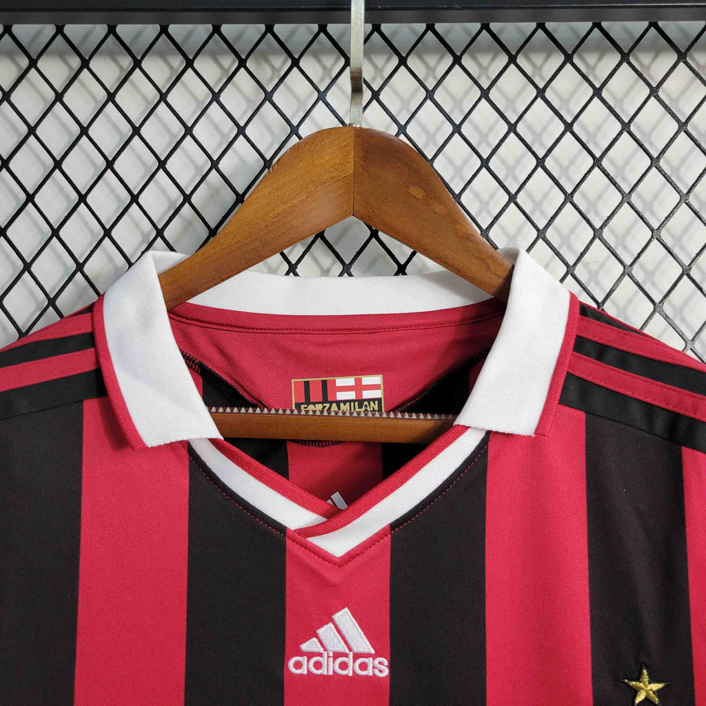 Camisa Pronta Entrega AC Milan Home 2009/10 - Adidas Retrô Masculina - Vermelha/Preta