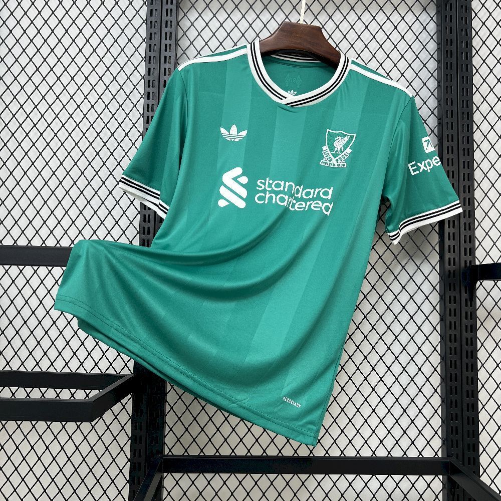Camisa Pronta Entrega Liverpool Third 2025/26 - Adidas Torcedor Masculina - Verde/Branca