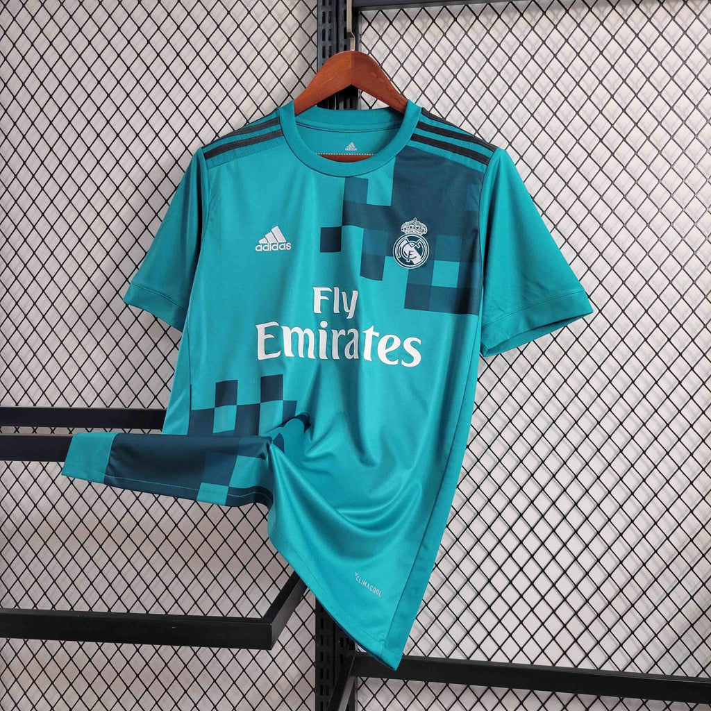 Camisa Pronta Entrega Real Madrid Third 2017/18 - Adidas Retrô Masculina - Azul