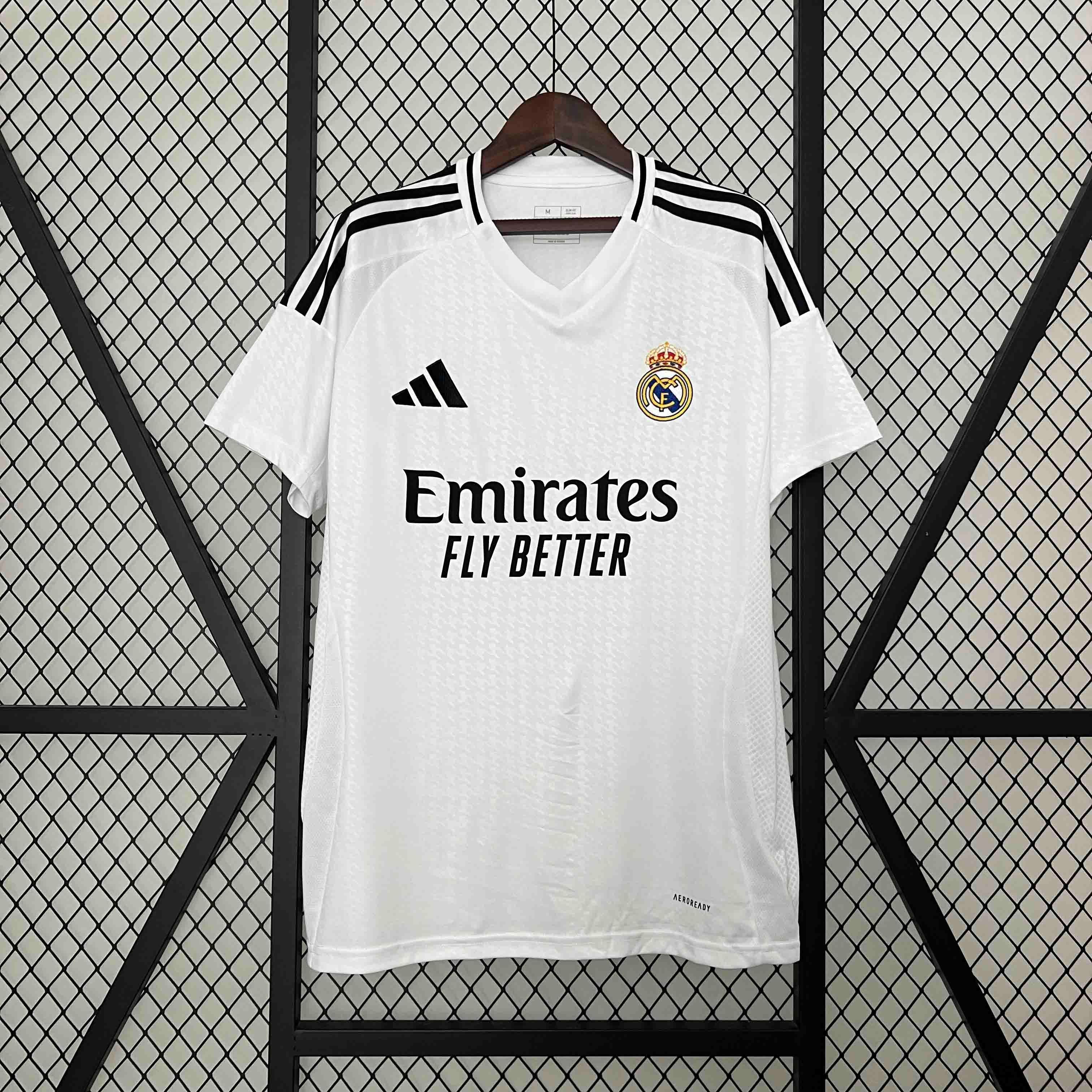 Camisa Pronta Entrega Real Madrid Home 2024/25 - Adidas Torcedor Masculina - Branca/Preta