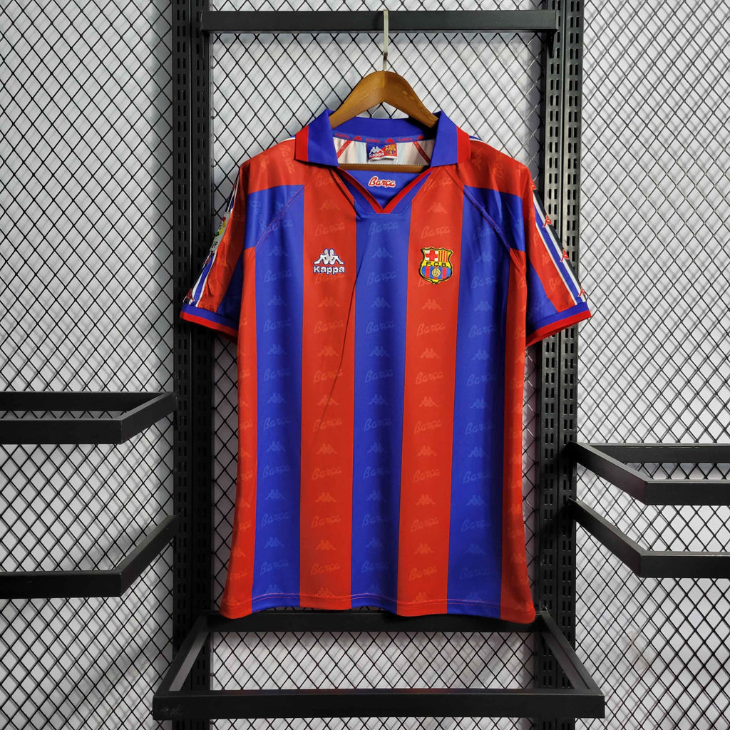 Camisa Pronta Entrega Barcelona Home 1996/97 - Kappa Retrô Masculina - Vermelha/Azul