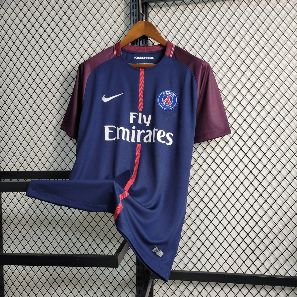 Camisa Pronta Entrega PSG Home 2017/18 - Nike Retrô Masculina - Azul/Bordo