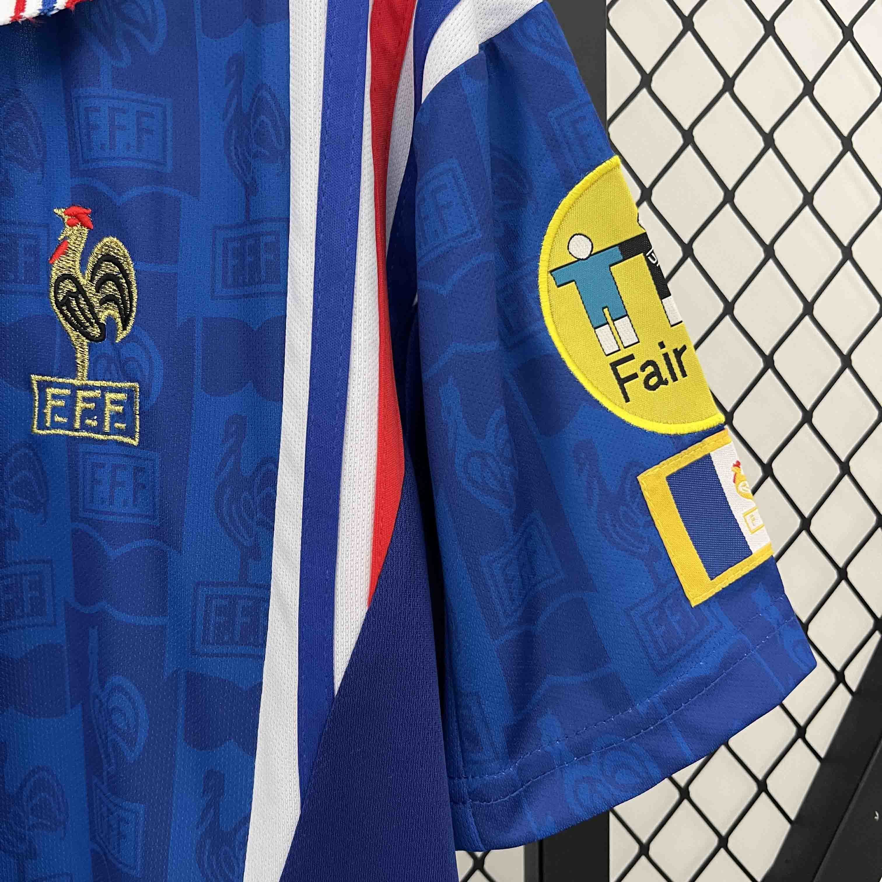 Camisa Pronta Entrega Seleção França Home 1996/97 - Adidas Retrô Masculina - Azul/Branca