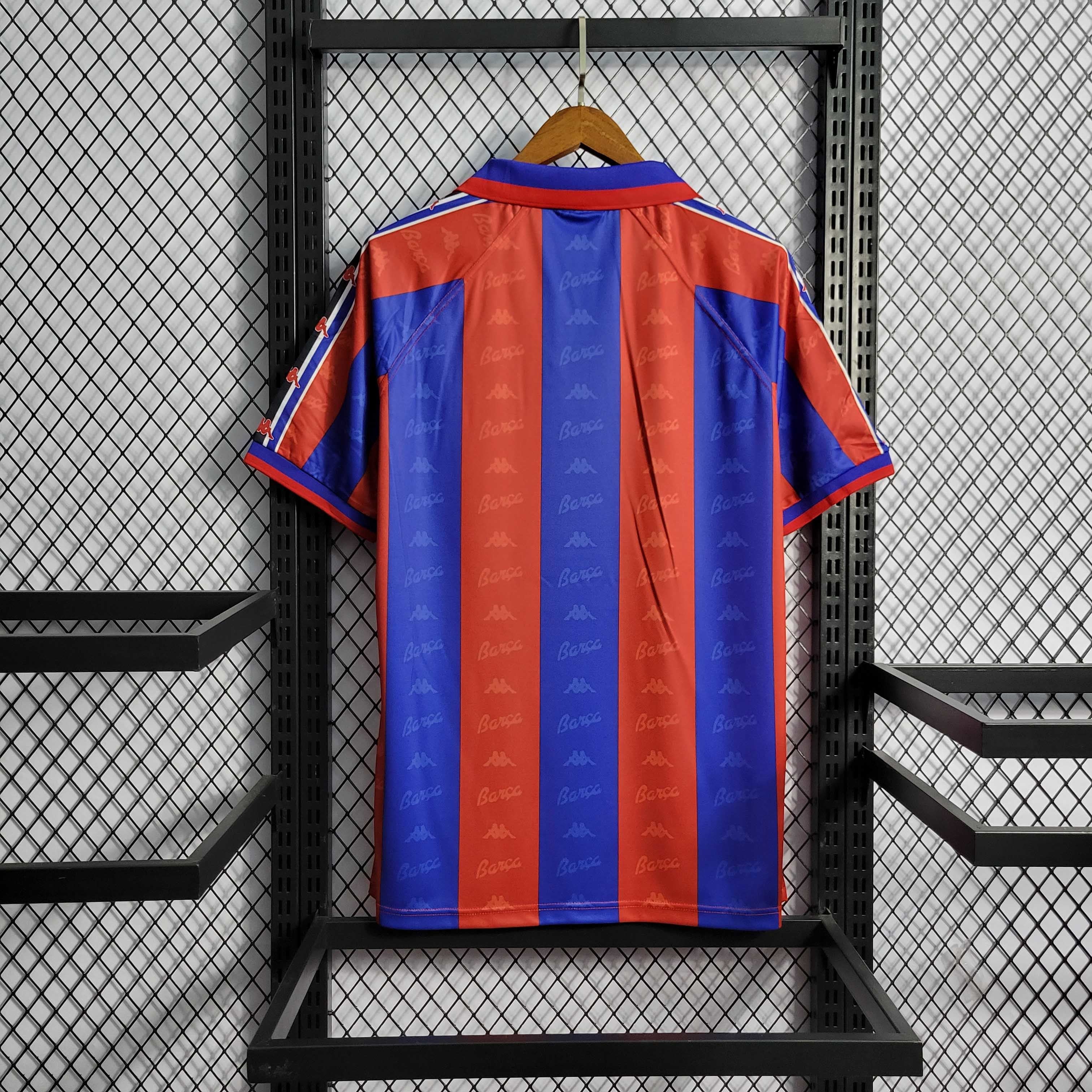 Camisa Pronta Entrega Barcelona Home 1996/97 - Kappa Retrô Masculina - Vermelha/Azul