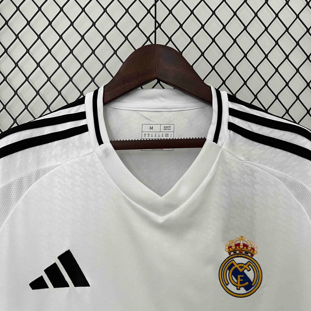 Camisa Pronta Entrega Real Madrid Home 2024/25 - Adidas Torcedor Masculina - Branca/Preta