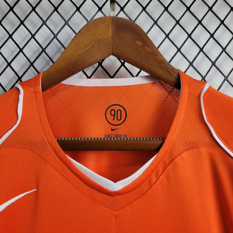 Camisa Pronta Entrega Seleção Holanda Home 2004/05 - Nike Retrô Masculina - Laranja/Branca