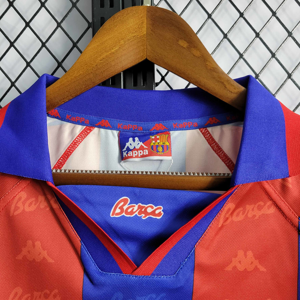 Camisa Pronta Entrega Barcelona Home 1996/97 - Kappa Retrô Masculina - Vermelha/Azul