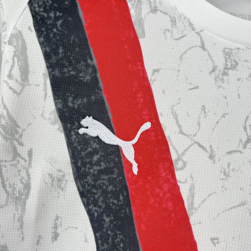 Camisa Pronta Entrega Manchester City Away 2025/26 - Puma Torcedor Masculina - Branca/Vermelha