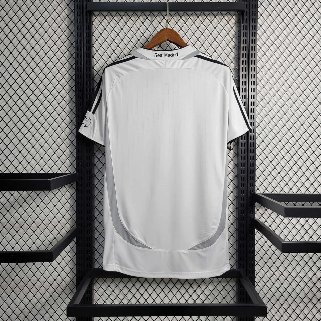 Camisa Pronta Entrega Real Madrid Home 2006/07 - Adidas Retrô Masculina - Branca/Cinza