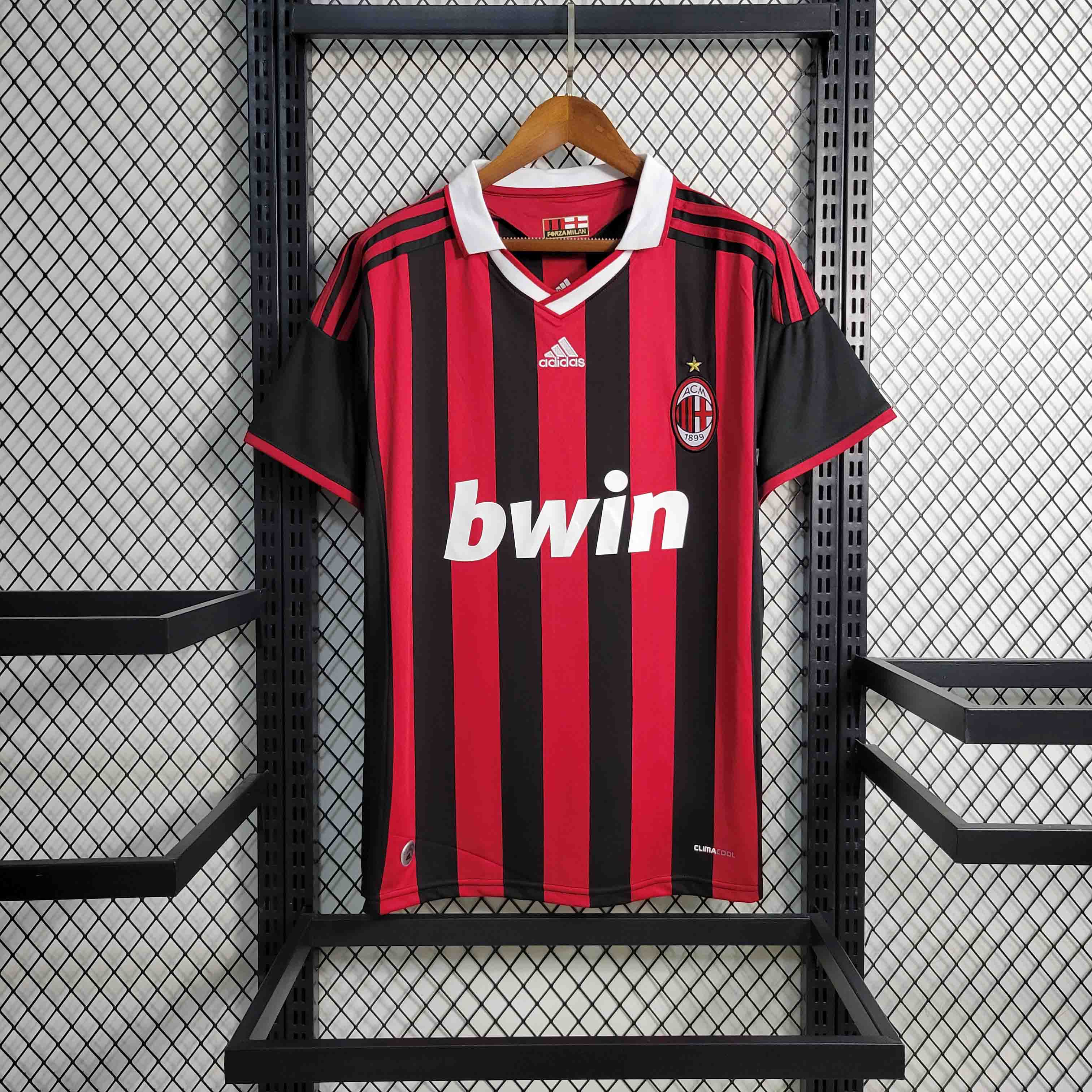 Camisa Pronta Entrega AC Milan Home 2009/10 - Adidas Retrô Masculina - Vermelha/Preta