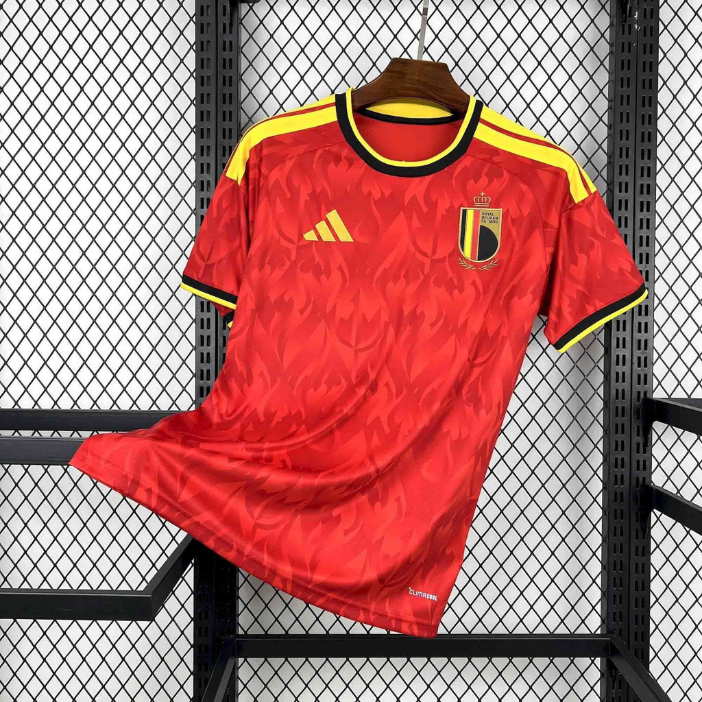 Camisa Pronta Entrega Seleção Bélgica Home 2026/27 - Adidas Torcedor Masculina - Vermelha/Amarela