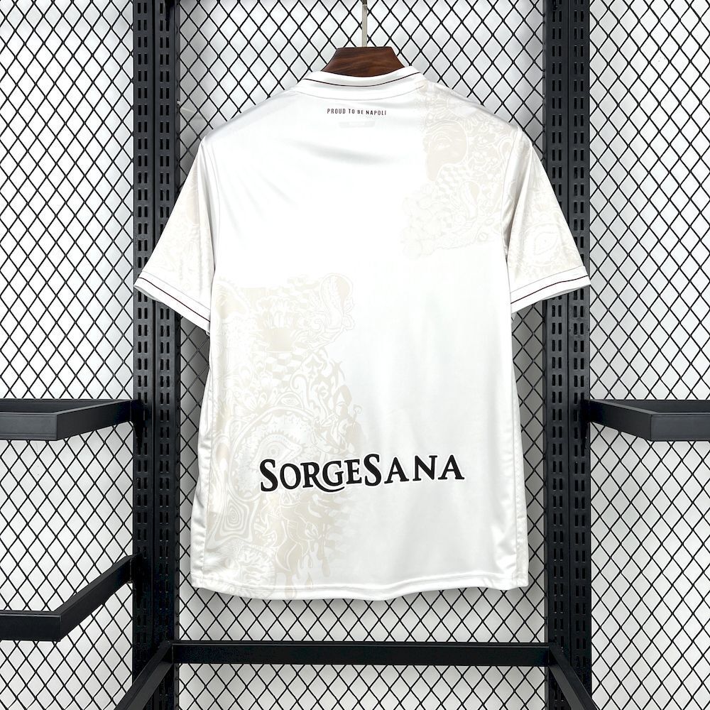 Camisa Pronta Entrega Napoli Away 2025/26 - EA7 Torcedor Masculina - Creme/Marrom