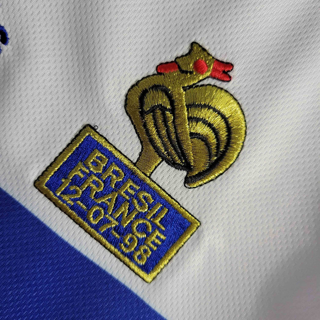 Camisa Pronta Entrega Seleção França Away 1998/99 - Adidas Retrô Masculina - Branca/Azul