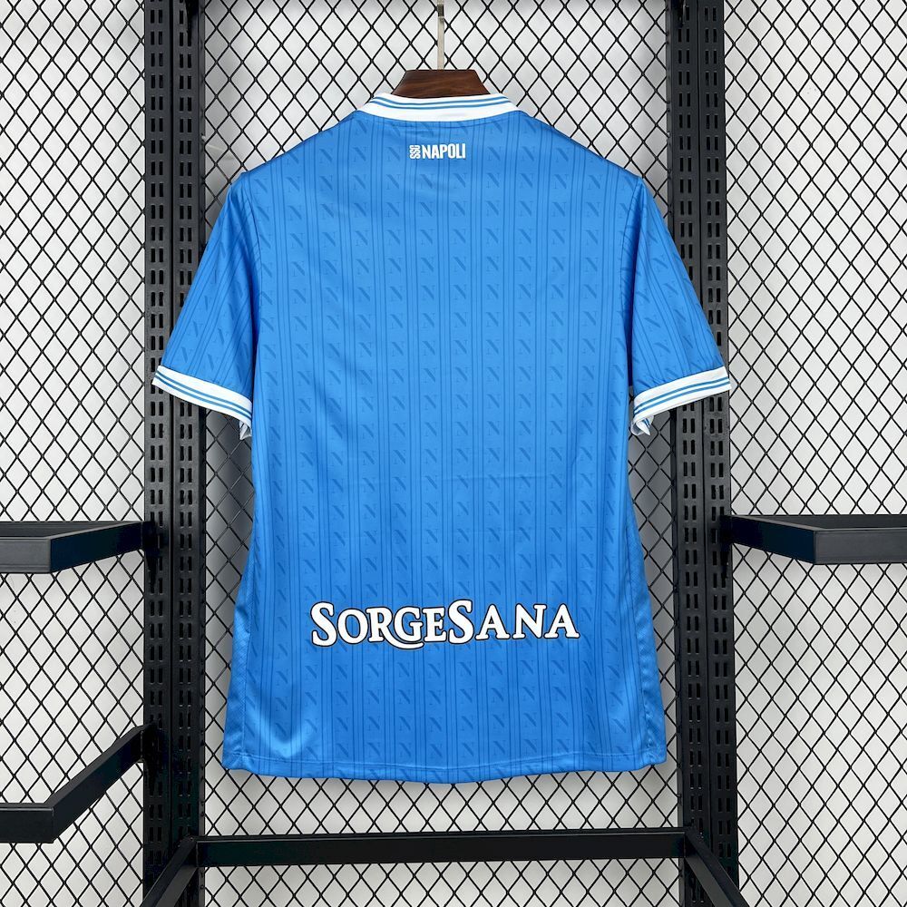 Camisa Pronta Entrega Napoli Home 2025/26 - EA7 Torcedor Masculina - Azul/Branca