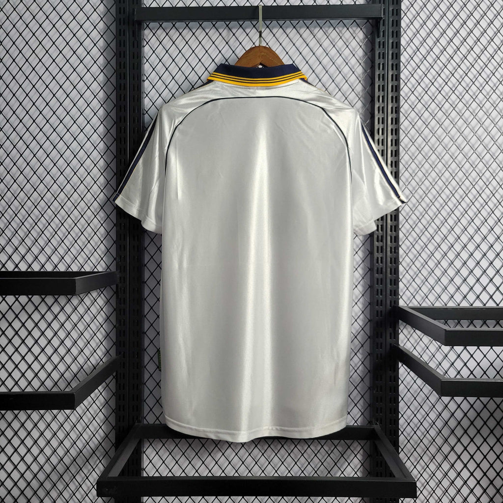 Camisa Pronta Entrega Real Madrid Home 1998/00 - Adidas Retrô Masculina - Branca/Azul