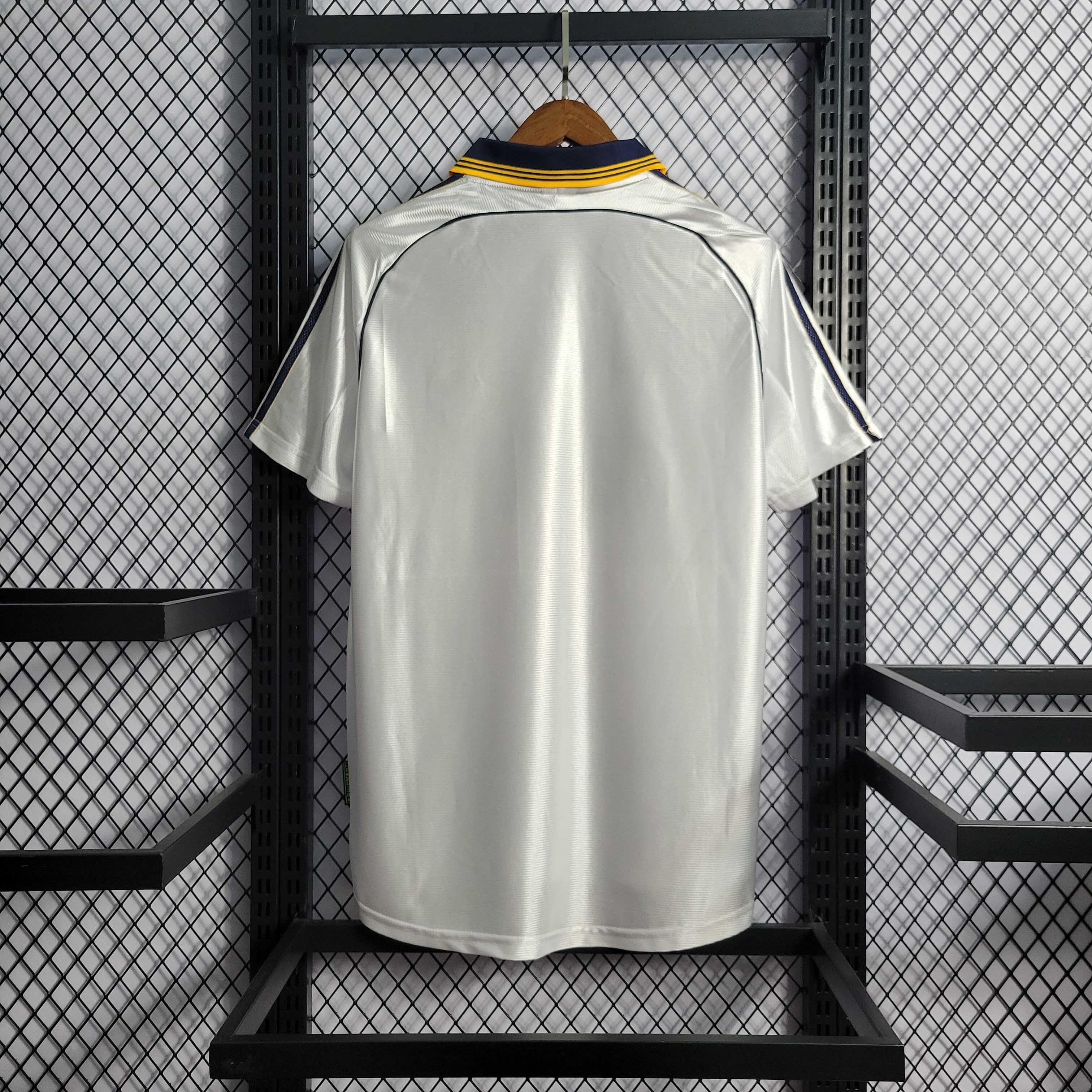 Camisa Pronta Entrega Real Madrid Home 1998/00 - Adidas Retrô Masculina - Branca/Azul