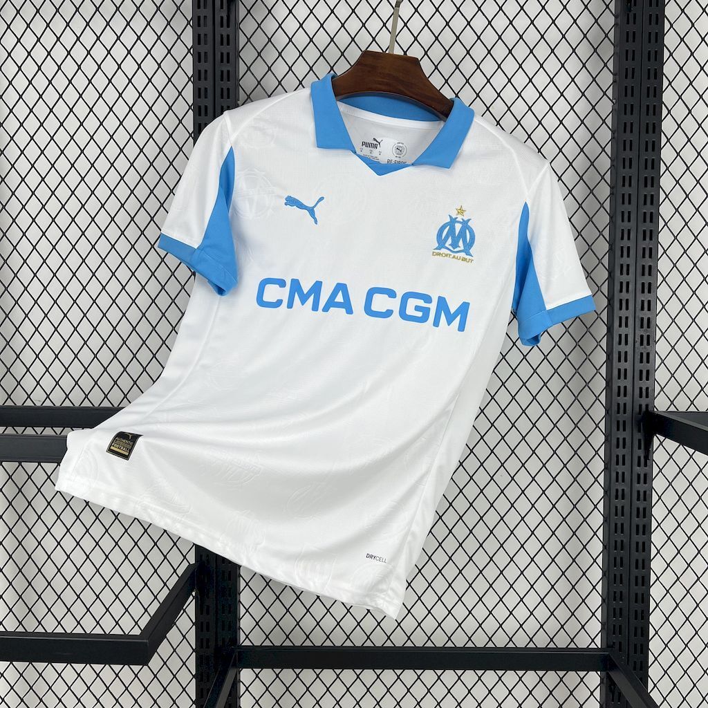 Camisa Pronta Entrega Olympique de Marseille Home 2025/26 - Puma Torcedor Masculina - Branca/Azul