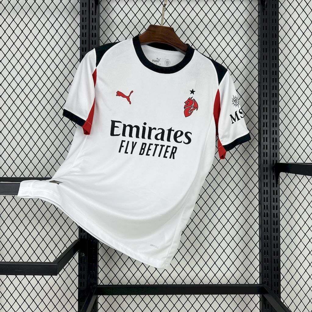 Camisa Pronta Entrega AC Milan Away 2025/26 - Puma Torcedor Masculina - Branca/Vermelha