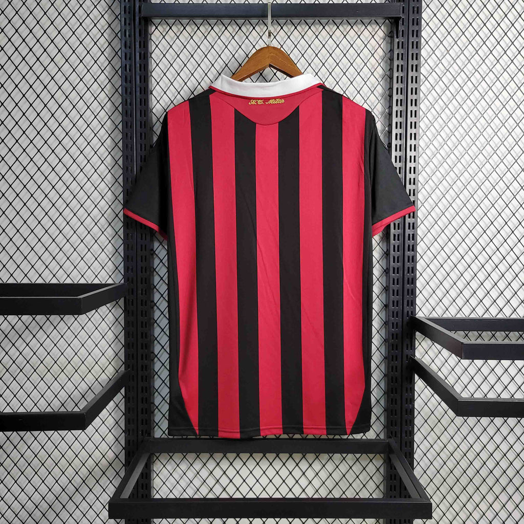 Camisa Pronta Entrega AC Milan Home 2009/10 - Adidas Retrô Masculina - Vermelha/Preta