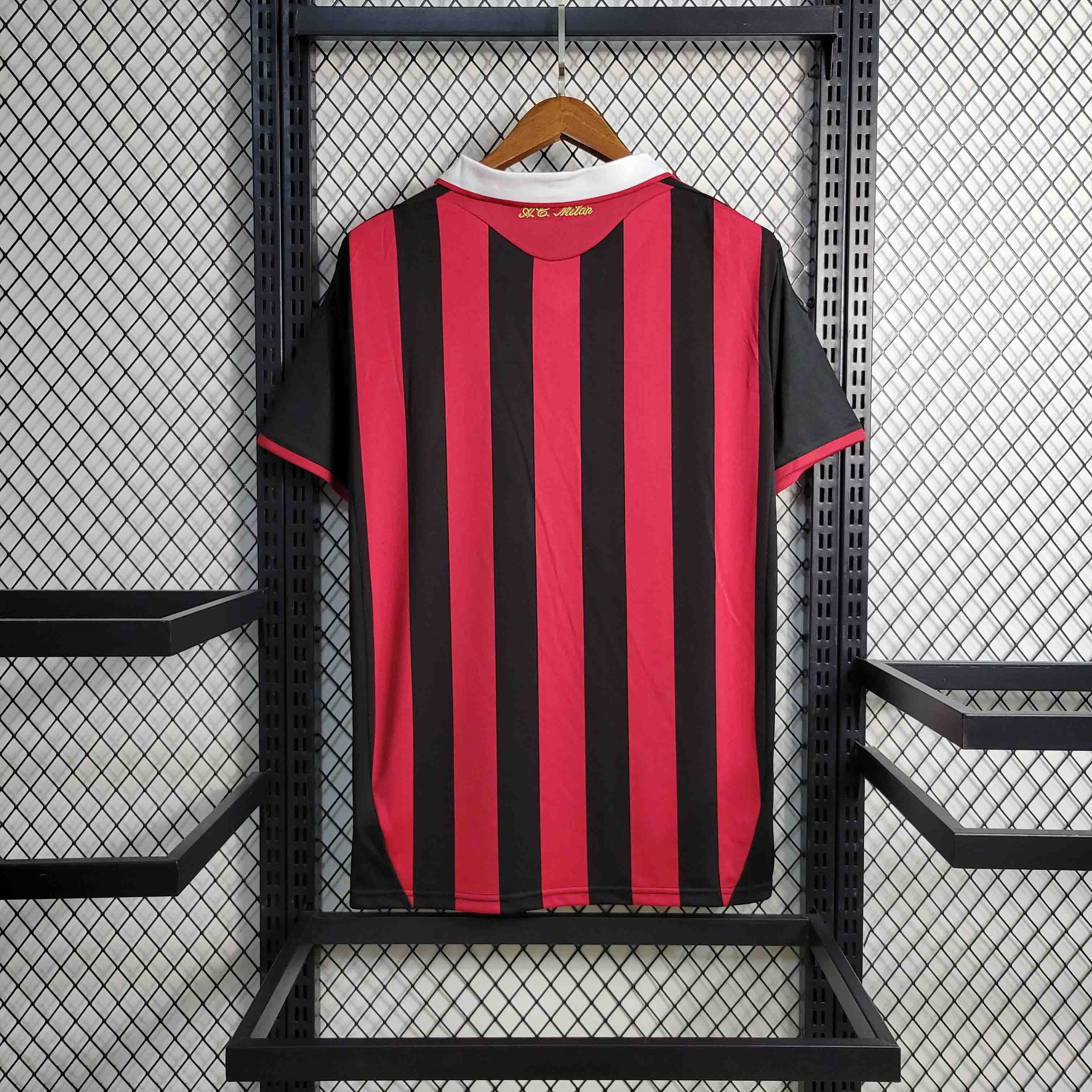 Camisa Pronta Entrega AC Milan Home 2009/10 - Adidas Retrô Masculina - Vermelha/Preta