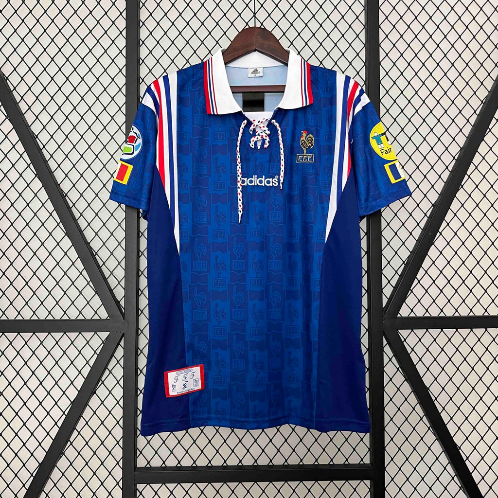 Camisa Pronta Entrega Seleção França Home 1996/97 - Adidas Retrô Masculina - Azul/Branca