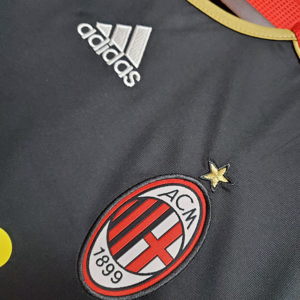 Camisa Pronta Entrega Milan Away 2006/07 - Adidas Retrô Masculina - Preta/Vermelha