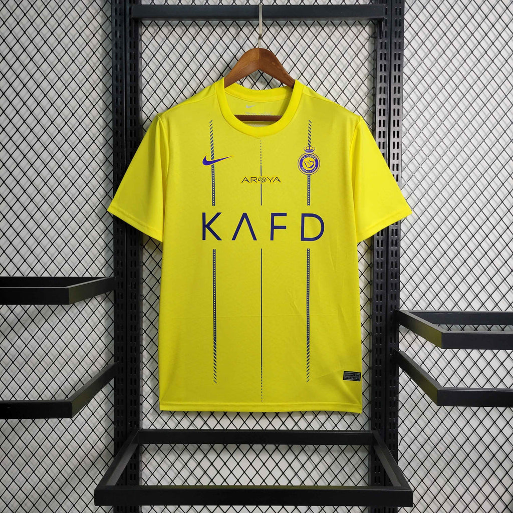 Camisa Pronta Entrega Al-Nassr Home 2023/24 - Nike Torcedor Masculina - Amarela/Azul