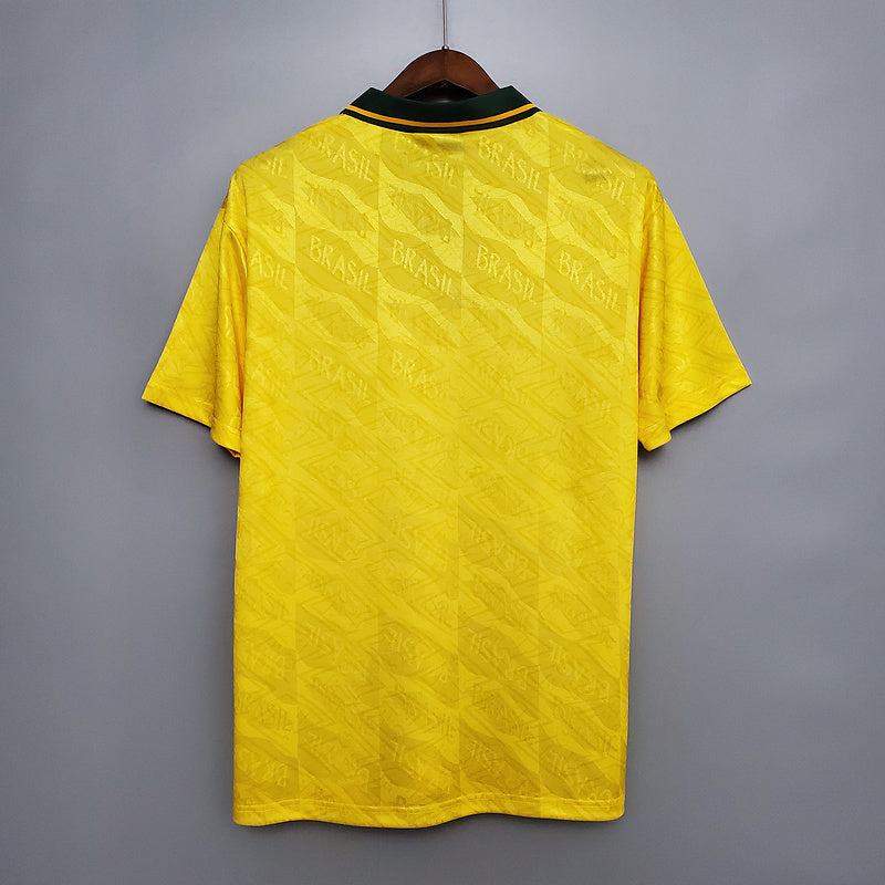 Camisa Pronta Entrega Seleção Brasil Home 1991/93 - Umbro Retrô Masculina - Amarela/Verde
