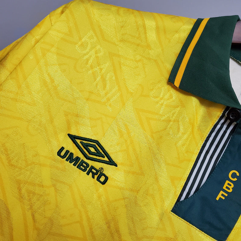 Camisa Pronta Entrega Seleção Brasil Home 1991/93 - Umbro Retrô Masculina - Amarela/Verde