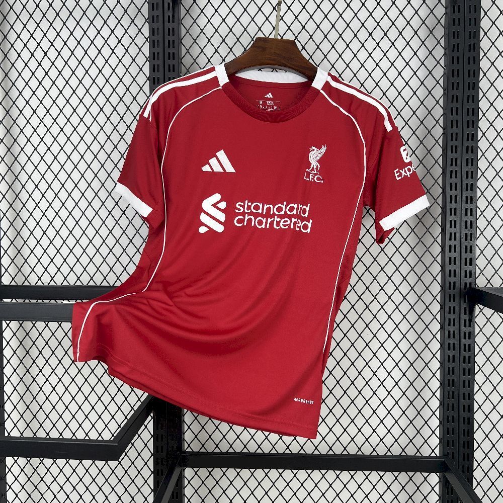 Camisa Pronta Entrega Liverpool Home 2025/26 - Adidas Torcedor Masculina - Vermelha/Branca