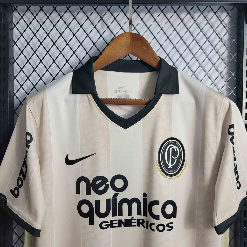 Camisa Pronta Entrega Corinthians Edição Especial Centenária 2010/11 - Nike Retrô Masculina - Bege/Preta