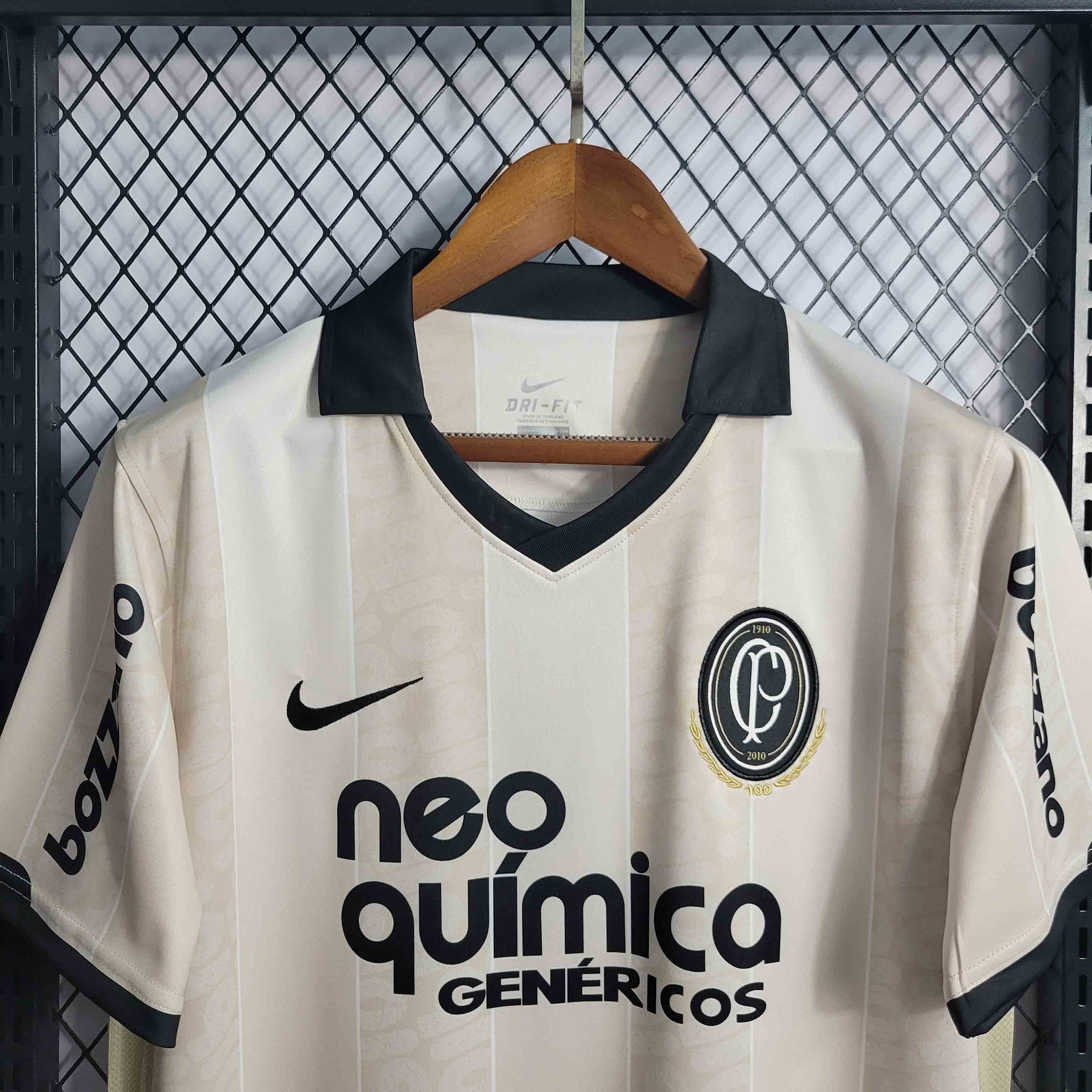 Camisa Pronta Entrega Corinthians Edição Especial Centenária 2010/11 - Nike Retrô Masculina - Bege/Preta