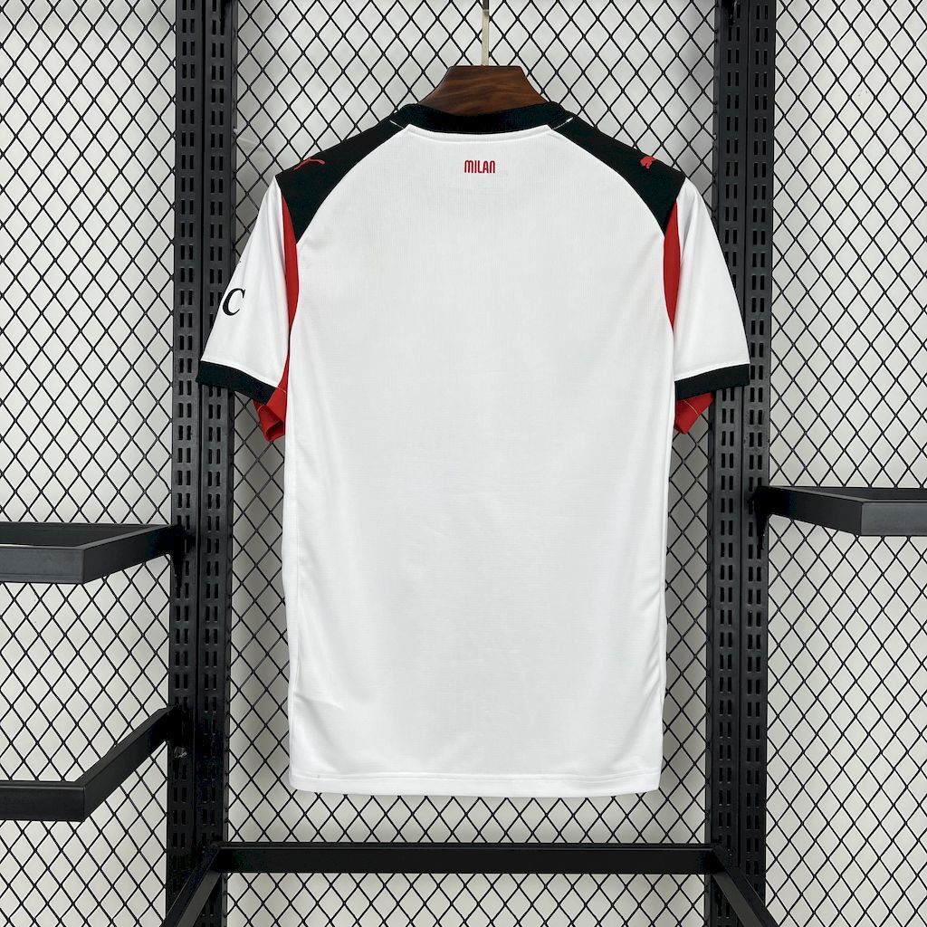 Camisa Pronta Entrega AC Milan Away 2025/26 - Puma Torcedor Masculina - Branca/Vermelha