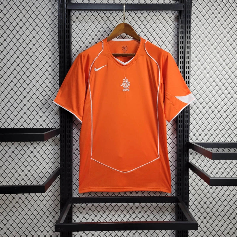 Camisa Pronta Entrega Seleção Holanda Home 2004/05 - Nike Retrô Masculina - Laranja/Branca