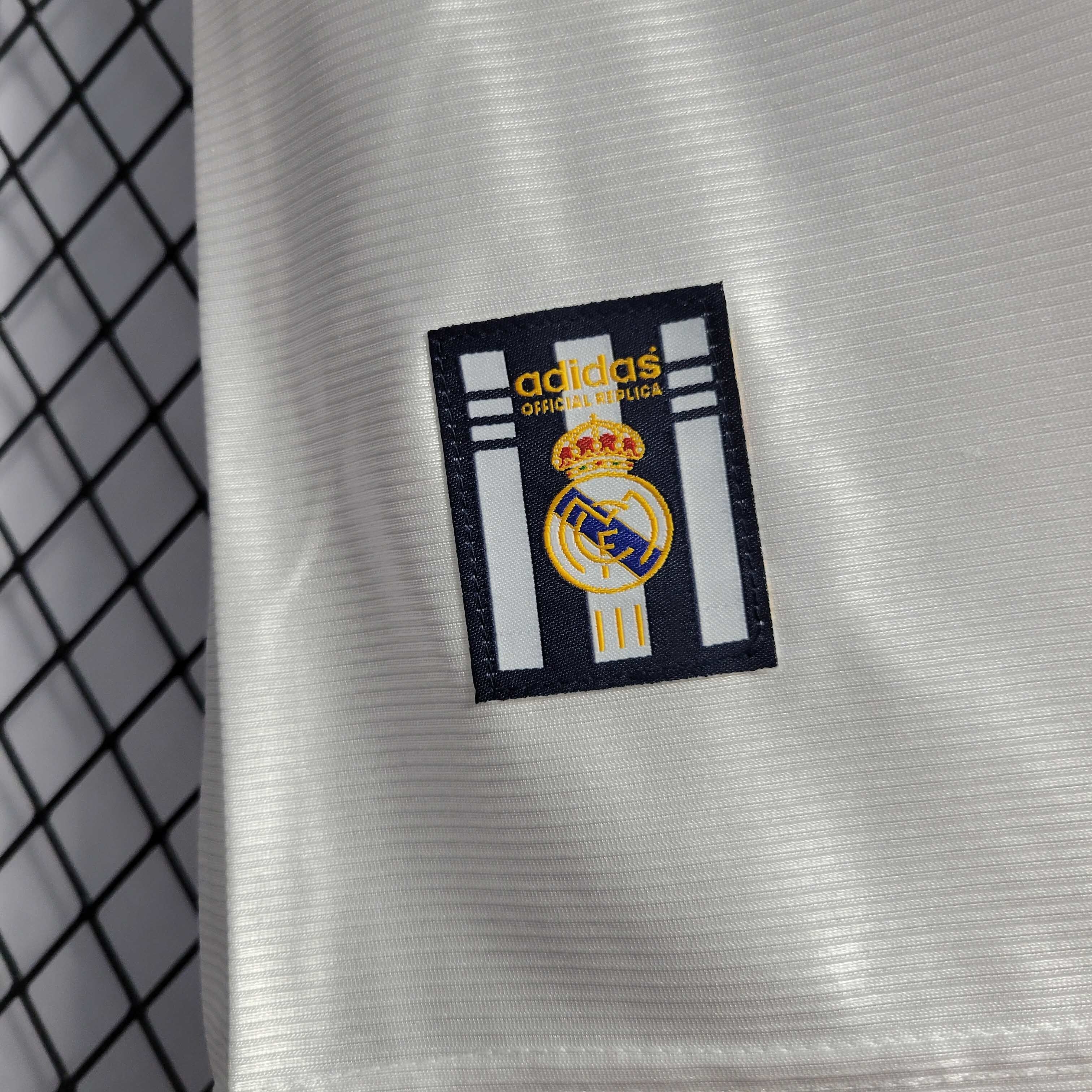 Camisa Pronta Entrega Real Madrid Home 1998/00 - Adidas Retrô Masculina - Branca/Azul