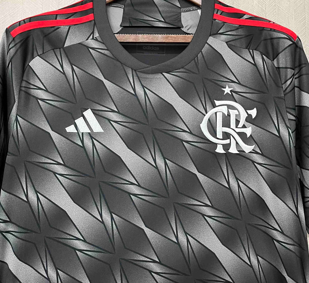 Camisa Pronta Entrega Flamengo Third 2025/26 - Adidas Torcedor Masculina - Cinza/Vermelha